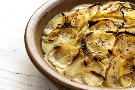 Dairy-Free Scalloped Potatoes Recipe - uses everyday ingredients and no cheese required! Easy options for vegan, gluten-free and soy-free.