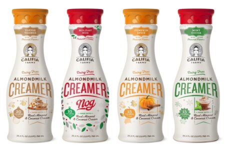 Califia Farms Almondmilk Creamer Reviews and Info - Several Fall, Winter, Holiday Flavors! - All vegan, dairy-free, and soy-free.
