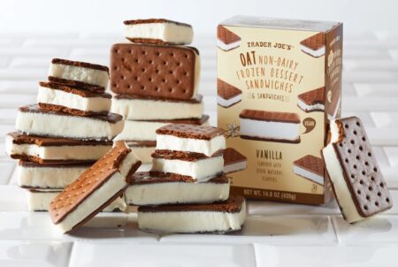 Trader Joe's Oat Non-Dairy Frozen Dessert Sandwiches are the first dairy-free and vegan ice cream sandwiches made with oat milk! - Read on for reviews and information!